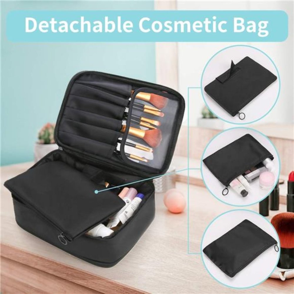 Makeup bag and Jewelry Bag for Women, 2 in 1 Travel Make Up Bag Organizer - Picture 6 of 6